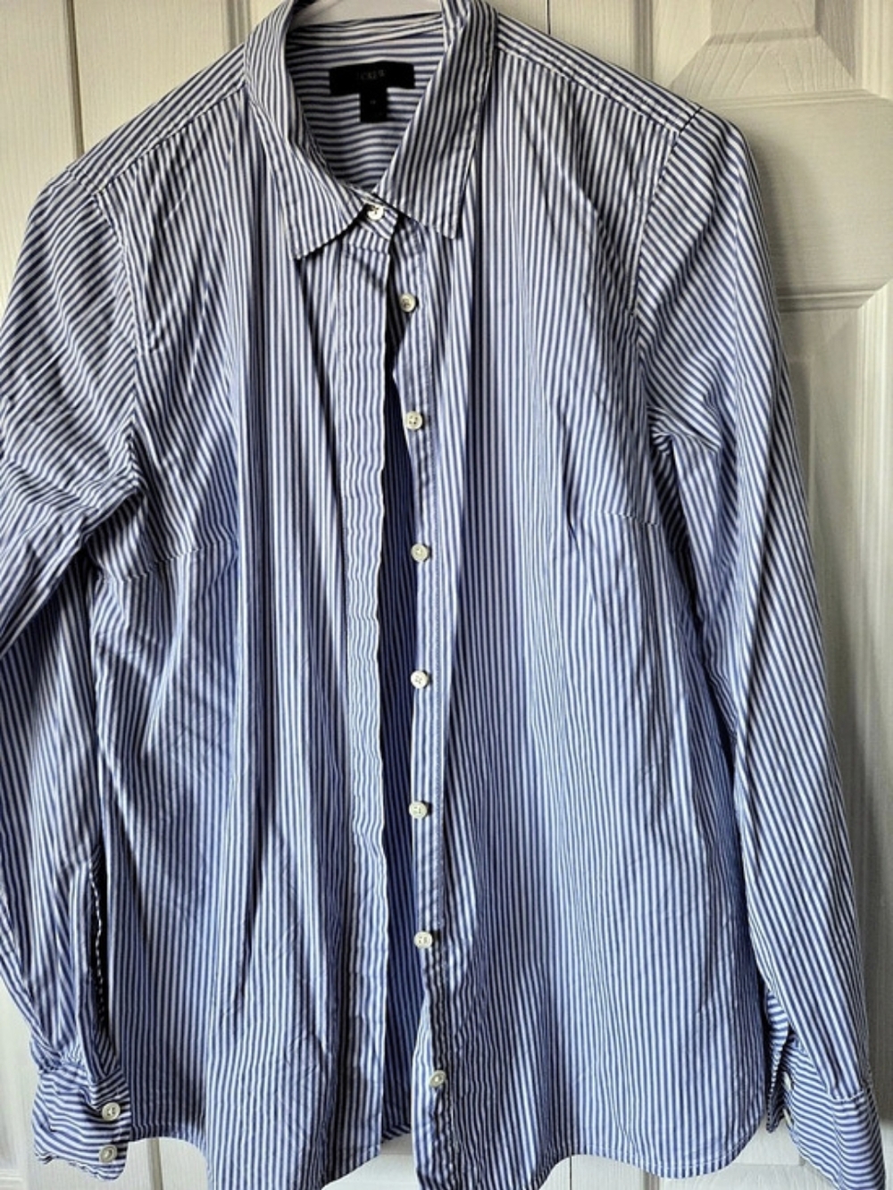 J.Crew Striped Button Down Shirt Blue & White Size 10 Like New